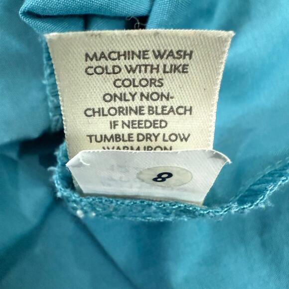 J. Jill 100% Cotton Button Up Pleated 3/4 Sleeve Blouse Aquamarine Teal Size XS - Picture 8 of 10